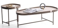 Exklusiver Halbrunder Couchtisch Designer Holz Beistelltisch