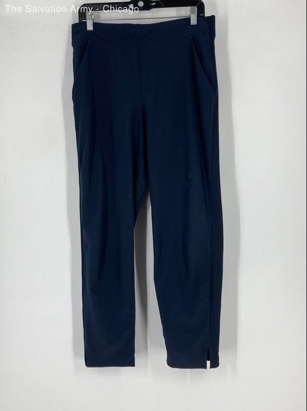 Athleta Womens Blue Slash Pockets Flat Front Straight Leg Ankle Pants Size 10