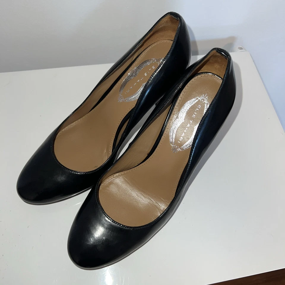 Zapatos de tacón alto para mujer punta redonda Stiletto punta baja charol en negro talla 37 Foto 2 de 4