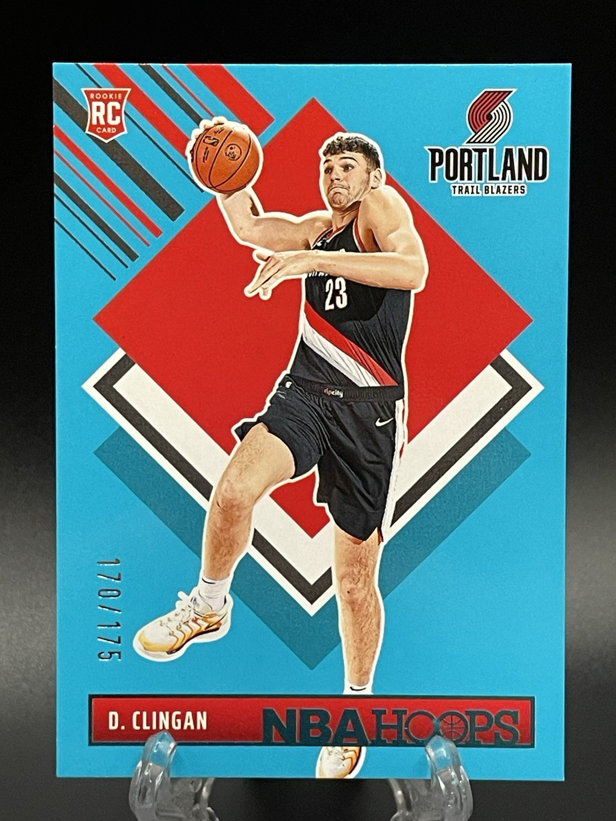 2024-25 Hoops #293 Donovan Clingan /175 Teal Tribute Portland Trail Blazers