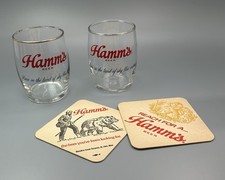Hamms Beer Glass & Coasters Set / Vtg Tavern Advertising / Man Cave Barware Gift