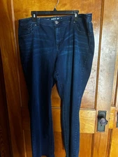 Apt. 9 Bootcut Women's Jeans Dark Wash Zip Front 18W Embellished Back Pocket EUC