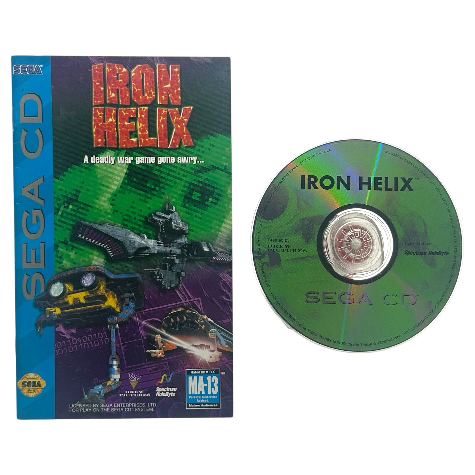 Iron Helix (Sega CD, 1994) Tested Game Disc & Manual Spectrum Holobyte