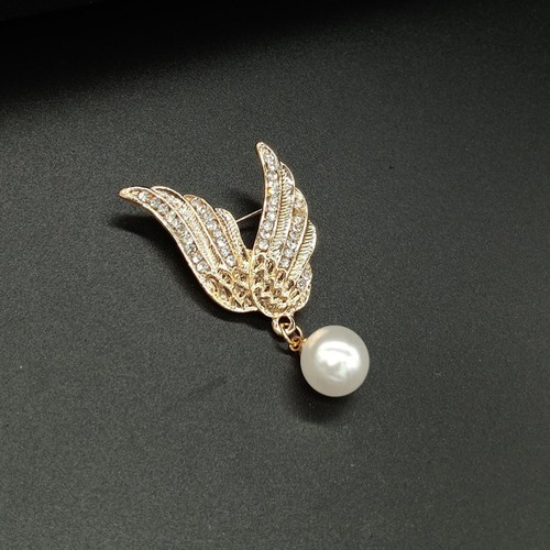 Brooch Shiny Rhinestone Brooch Breastpin Pearl Jewelry Accessories - Picture 3 of 12