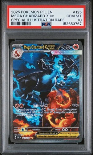 2025 POKEMON PFL SPECIAL ILLUSTRATION RARE #125 MEGA CHARIZARD X EX PSA 10