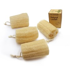 4.7" Natural Loofah Exfoliating Body Scrubber 4Pack ,Real Luffa Sponge for Wo...