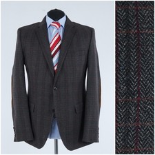 Herringbone HUGO BOSS Blazer 42R UK Size Grey Wool Sport Coat Designer Jacket