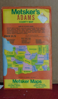Late 1960's Metsker's Map of Adams County, Washington