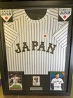 SHOHEI OHTANI SAMURAI JAPAN FRAMED JERSEY W AUTO REPRINT CARD DODGERS LQQK — photo 1
