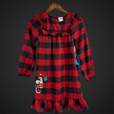 Minnie Mouse Nightgown Disney Store Red Black Plaid NWT Girls 9/10