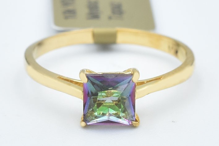 LAB CREATED 1.10 Cts MYSTIC TOPAZ SOLITAIRE RING SOLID 10K GOLD - New With Tag