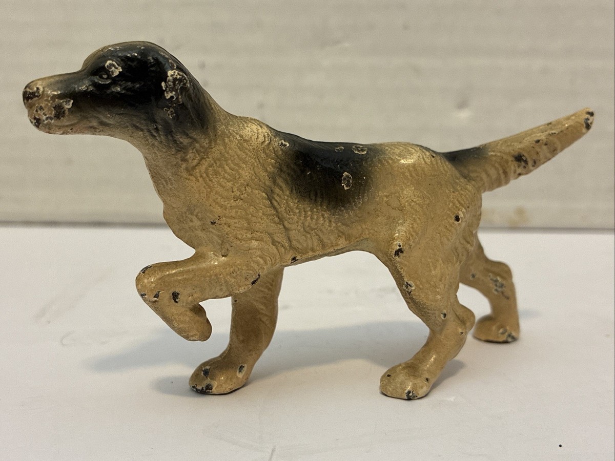 Vintage*Hubley Black/White Cast Iron Pointer Bird Dog Paperweight