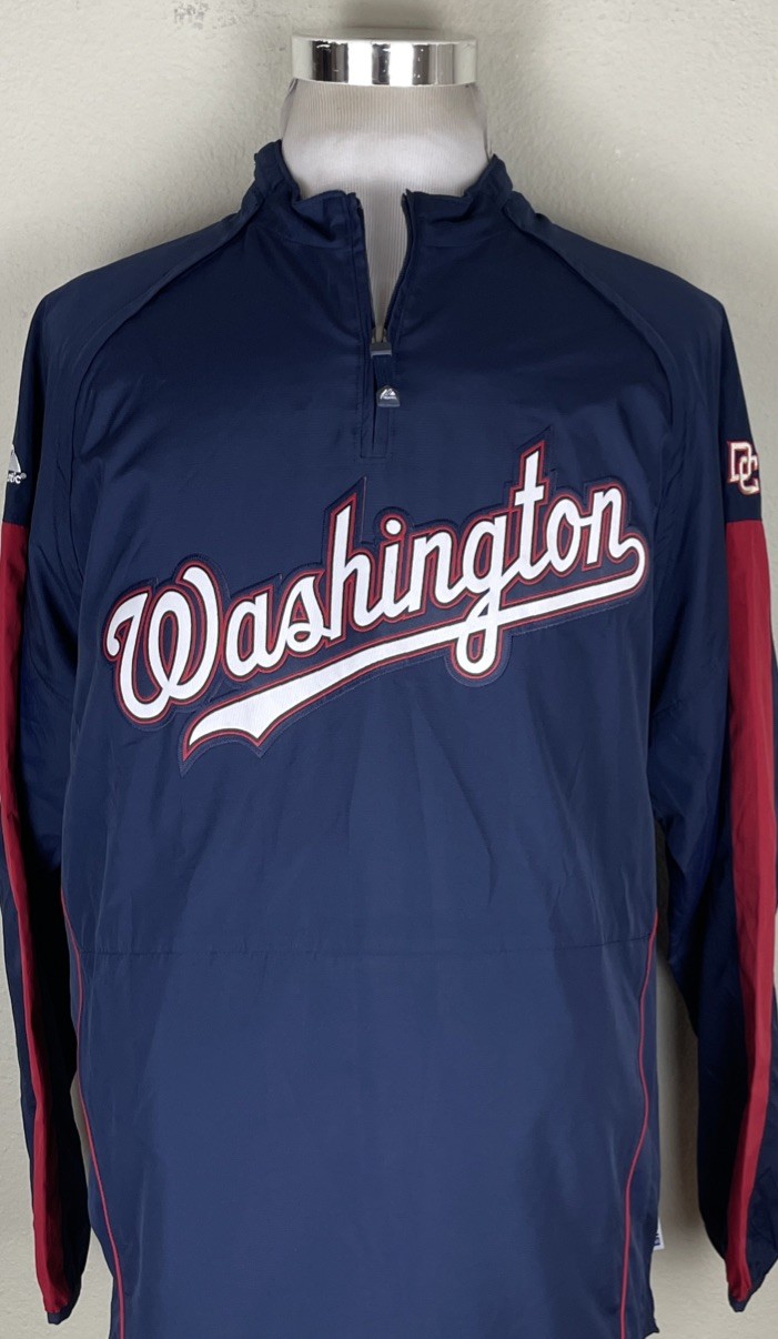 Majestic Washington Nationals Jacket Cool Base Zip Off Sleeve 1/4 Zip Men’s XL