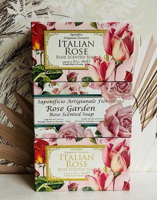 3-Pack Saponificio ~ Italian Rose & Rose Garden Scented Bar Soap 10.5 oz Each
