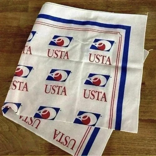Vintage Scarf Bandana Square USTA Tennis Red Blue 20” X 20” Rare - Picture 2 of 4
