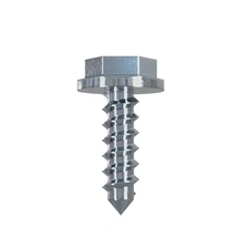 M6 Wood Stud Screws, CarbonSteel, Silver, Hex Head,, 4 Pack