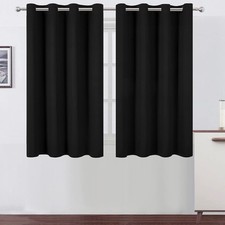 LEMOMO Black Thermal Blackout Curtains/52 x 54 52"W x 54"L Pack of 2 ,