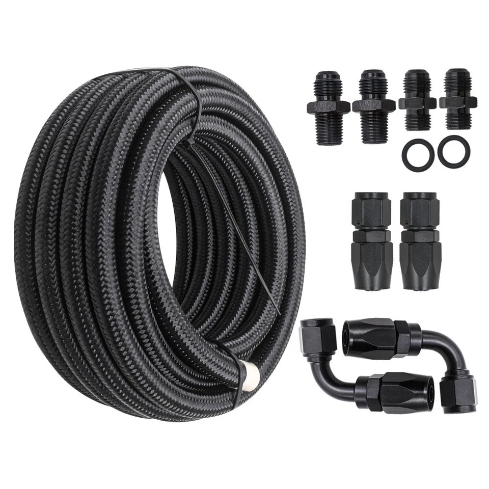 For 4L60E 4L65E Automatic Transmission Cooler Line Kit Black 6AN Steel Braided - Image 4 of 4