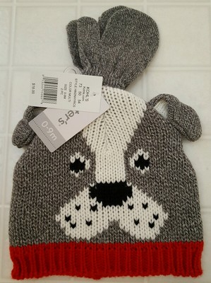 NWT Carter's Infant Baby BOY GIRL Unisex 0-9 MONTHS Hat & Mitten Set DOG #193516