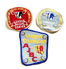 3 lot Vintage Embroidered Patch - AMERICAN JUNIOR BOWLING CONGRESS LEAGUE HIGH