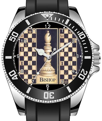 Schachspieler Schachmann Bishop Neuheit Kunst sportlich stilvoll Armbanduhr