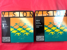 2 x Authentic Thomastik Vision Titanium Solo Violin String Set Medium 4/4