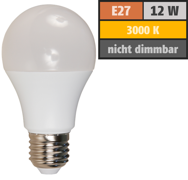Led GlüHlampe Mcshine, E27, 12W, 1050Lm, 240°, 3000K, Warmweiß, Ø60X109Mm E27 --image