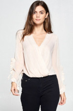 Ruffle Sleeve Surplice Blouse