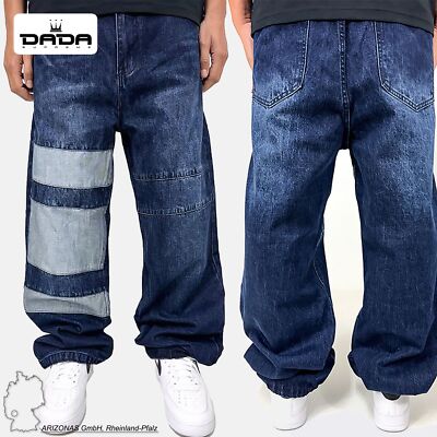 DADA SUPREME Herren Baggy Denim Jeans Patchwork Style Blau