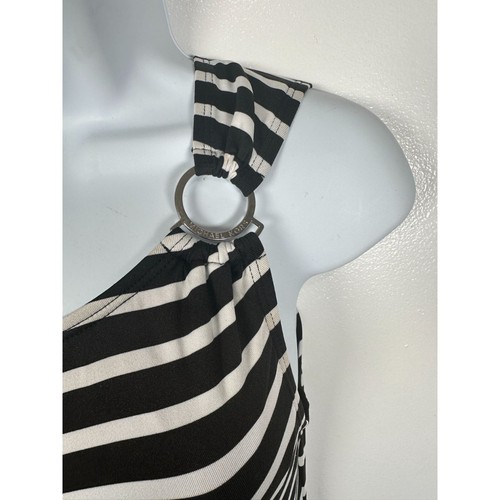 Michael Kors Swimsuit Womens Size 8 One Piece Striped Black White One Shoulder - Picture 8 of 17