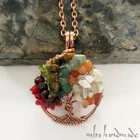 7 Crystals Tree Of Life Pendant - Pure Copper Wire Wrapped - Chakra Healing