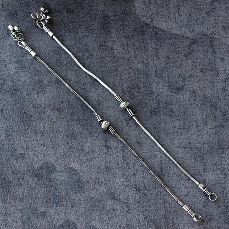 魅力复古风格 925 镀银脚链 11 英寸限量版礼品 GW — 第 3/4 张图片