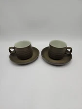 Denby-Langley "Camelot Dark Green" 2 1/2 Inch Cup and Saucer- Set of 2