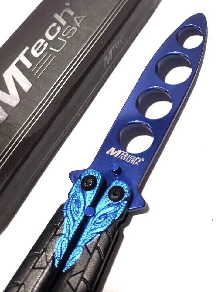 MTech Mariposa Balisong Entrenador Entrenamiento Hoja Opaca Herramienta Metal Práctica Cuchillo Foto 3 de 4