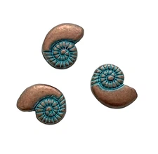 10 pcs Nautilus Snail Shell Spacer Beads Copper Blue Green Patina Finish 11x8mm