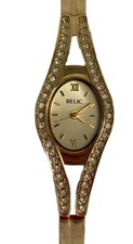 Relic by Fossil Women's Gold Toned Dress Watch Stainless Steel Strap ZR33717 New
