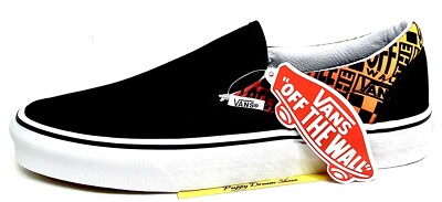 Vans Black Logo Flame Unisex Slip On Men s 7 Women s Size 8.5