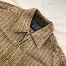 Pendleton Men's Brown Virgin Wool Long Sleeve Shirt XL CHECK MEASUREMENTS