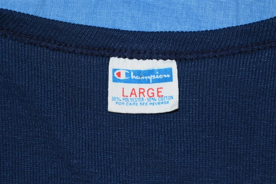 Camiseta vintage años 70 HERE TODAY GO TO MAUI RIB KNIT CHAMPION BLUE BAR MUJER S Foto 4 de 4