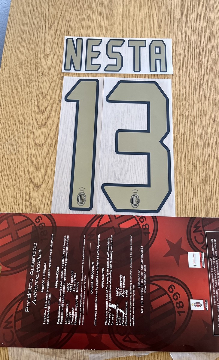 Nesta # 13 AC Milan 2006/07 Home Name & Number Authentic Player