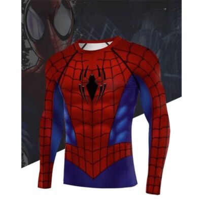 Superhero Spider-Man Costume Long Sleeves T-shirt Cosplay Tee Shirt  Bodysuit Top | eBay
