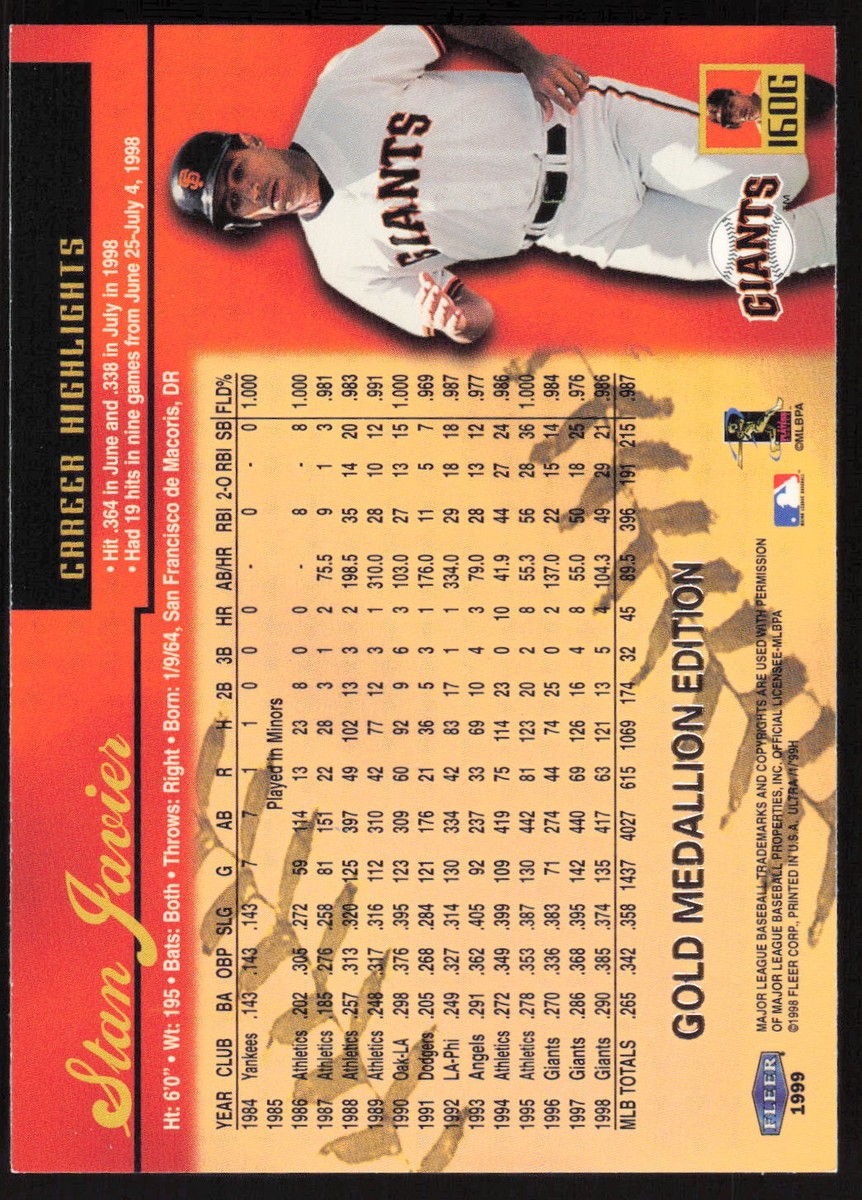 1999 Ultra #160G Stan Javier San Francisco Giants Card | eBay