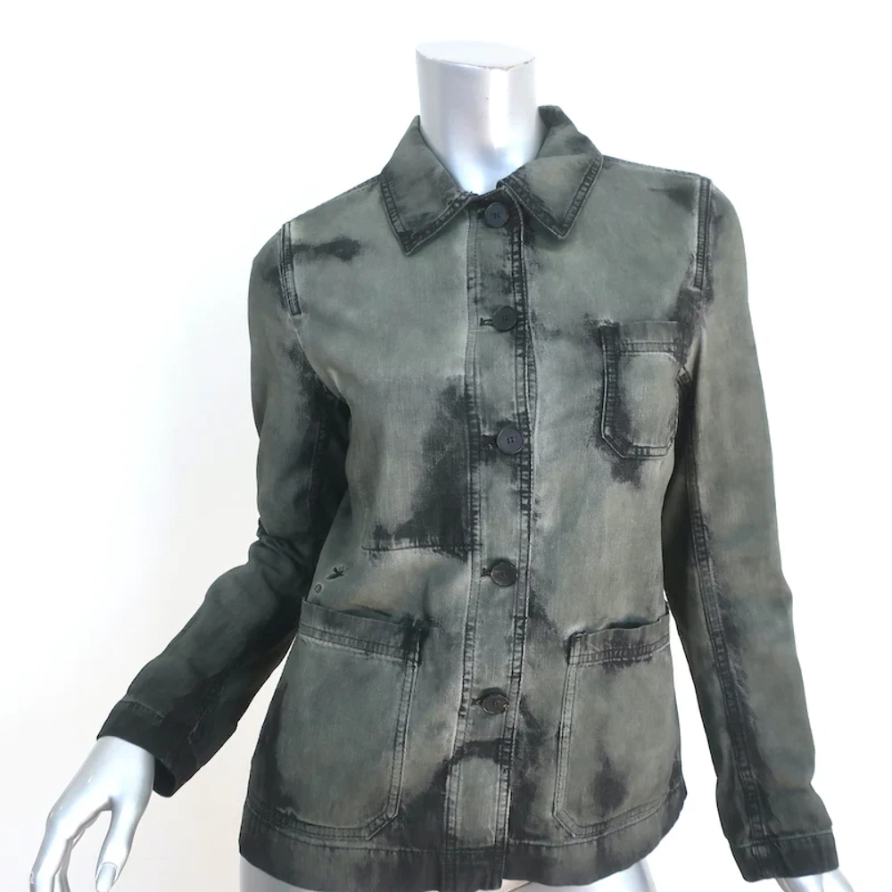 Giacca denim Christian Dior Tie Dye grigio verdastro cotone taglia 36