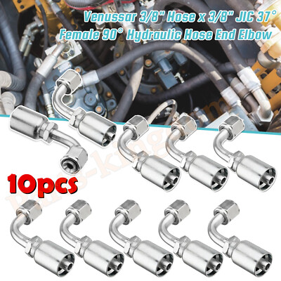 10 Pack 3/8'' JIC 37° Female 90° Elbow Hydraulic Hose Fittings For 3/8'' I.D. Hose