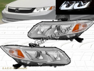 Fit For 12-15 HONDA CIVIC 4 DOOR LED PROJECTOR U SHAPE LED BAR HEADLIGHT CHROME