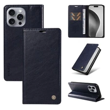 For iPhone 16 Plus 14 15 Pro Max 12 Mini 13 Pro Leather Flip Wallet Phone Case