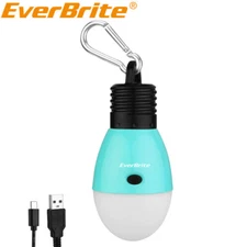 EverBrite Rechargeable Camping LED Bulb 3 Lighting Modes USB LED Tent Light Blue