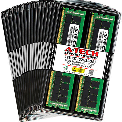 A-Tech 1TB 32x 32GB 2Rx4 PC4-17000R DDR4 2133MHz ECC REG RDIMM Server Memory RAM