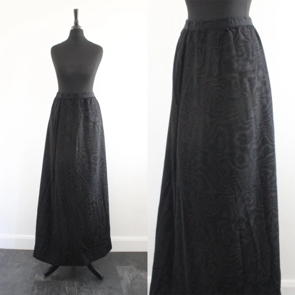 Vintage 1970s Black Maxi Skirt A LINE Retro Occasions Long Skirt