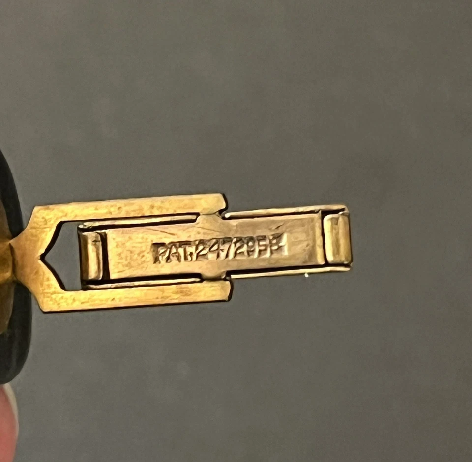 复古中世纪蓝色老虎眼袖扣金色 PAT。 2472958 — 第 2/4 张图片